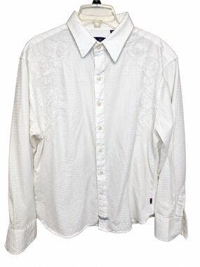 English Laundry Classic Collection XXL White Embroidered Floral Button Shirt